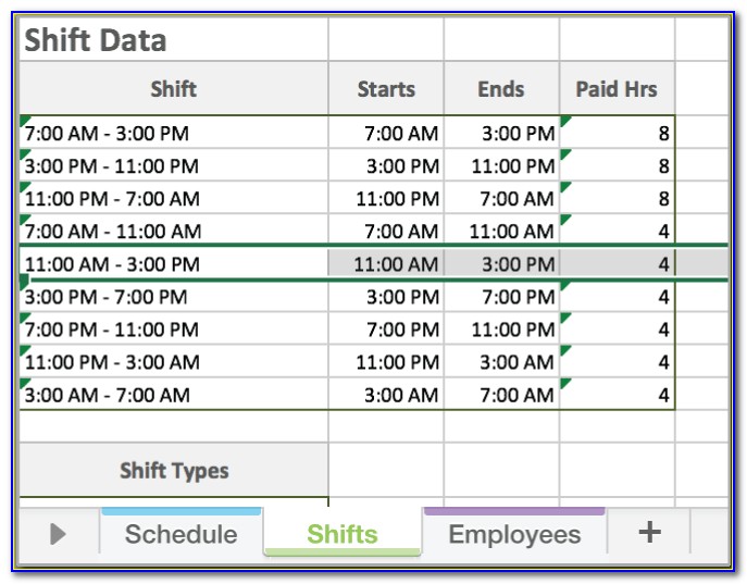 Excel Employee Scheduling Template