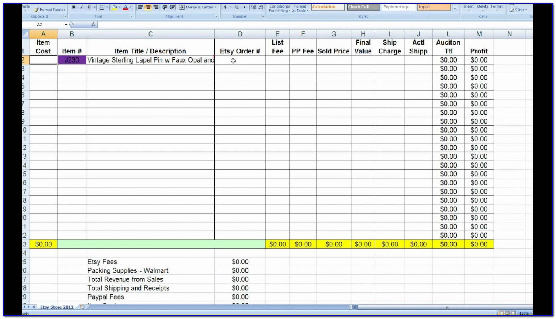 Excel Inventory Template With Formulas Xls