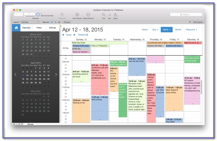 Filemaker Pro Calendar Template Free