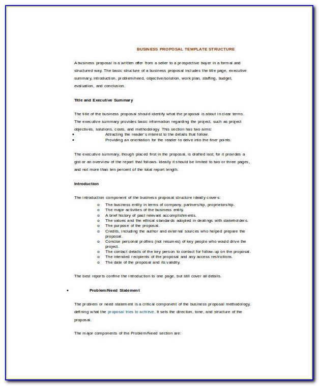 Free Business Proposal Template Word Doc
