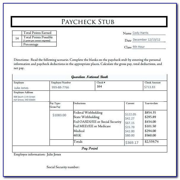 Free Check Stub Template With Calculator