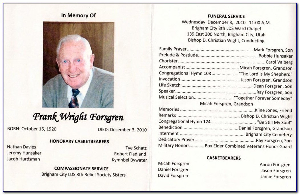 Free Funeral Program Template Indesign