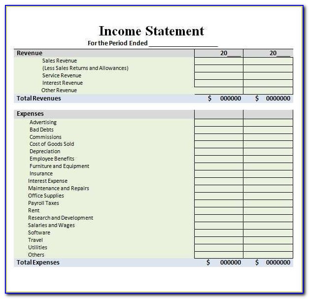 Free Income Statement Template Word