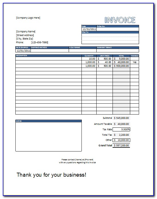 Free Invoice Template Excel South Africa