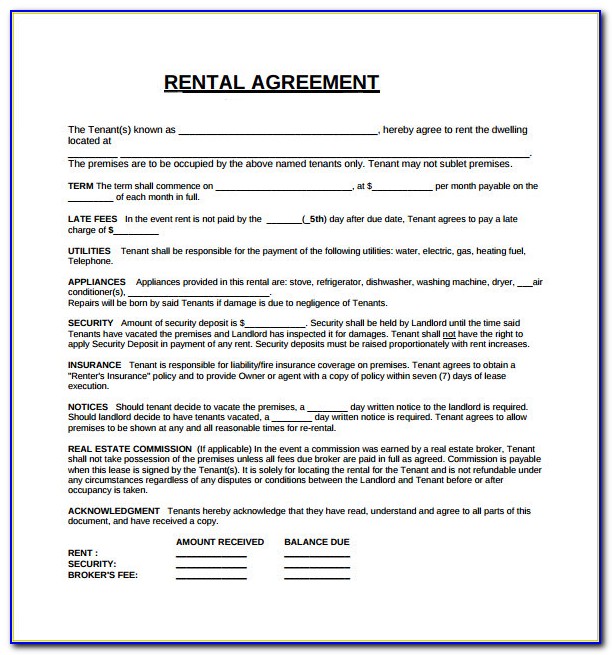 Free Lease Template Wisconsin