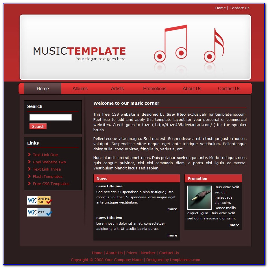 Free Music Website Templates Download