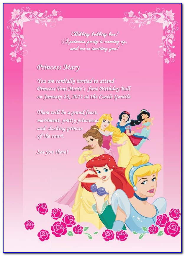 Free Online Princess Birthday Invitation Templates