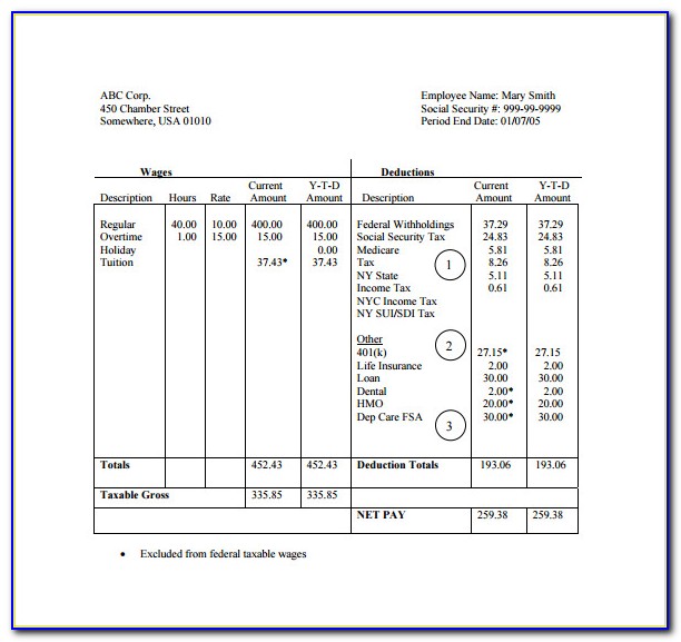 Free Pay Stub Template With Calculator Pdf