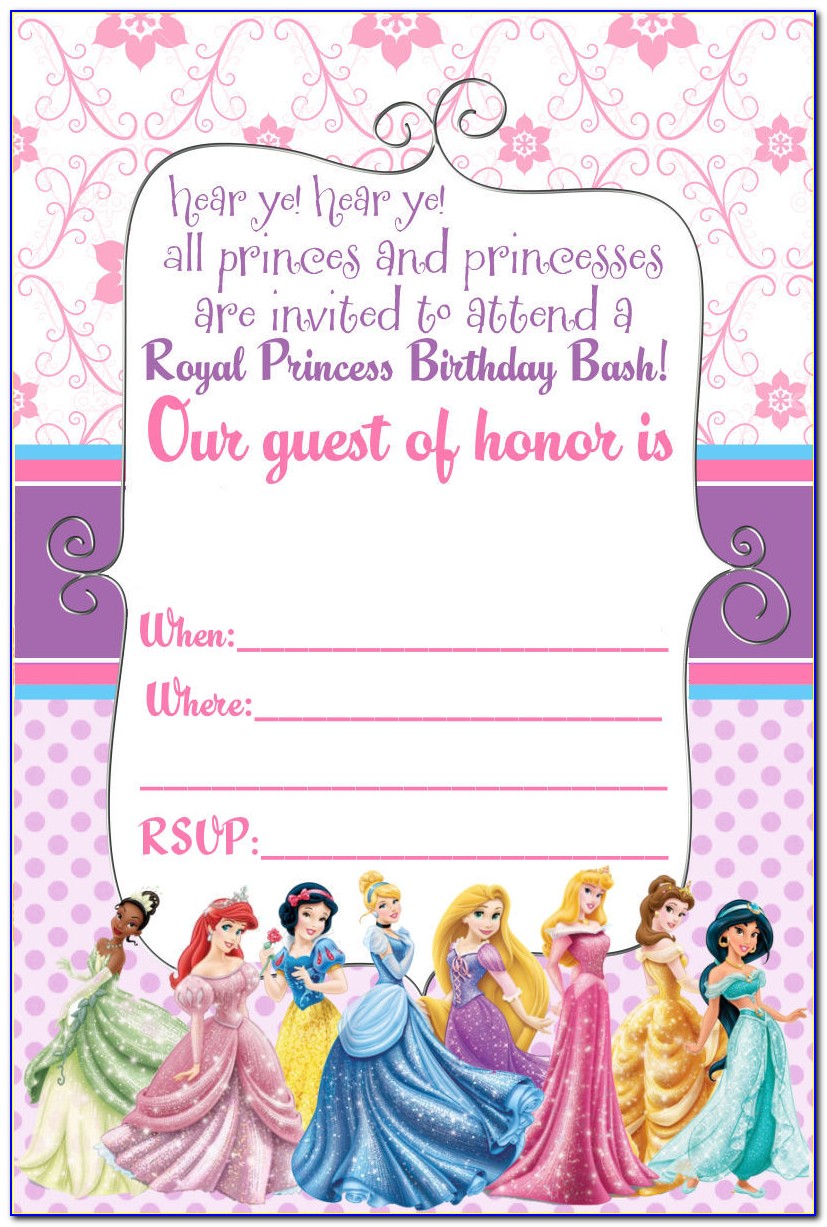 Free Princess Birthday Invitation Card Template