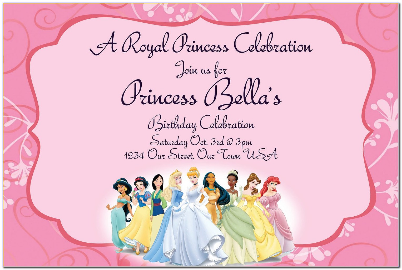Free Princess Birthday Party Invitation Templates