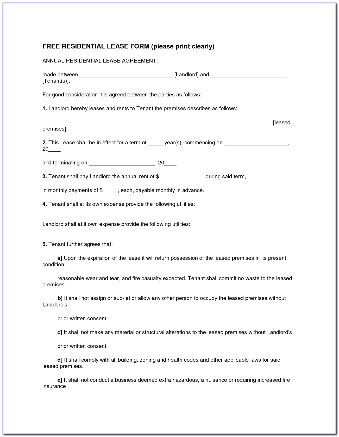 Free Rental Contract Template Word