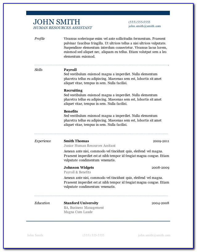 Free Resume Templates Microsoft Word 2010
