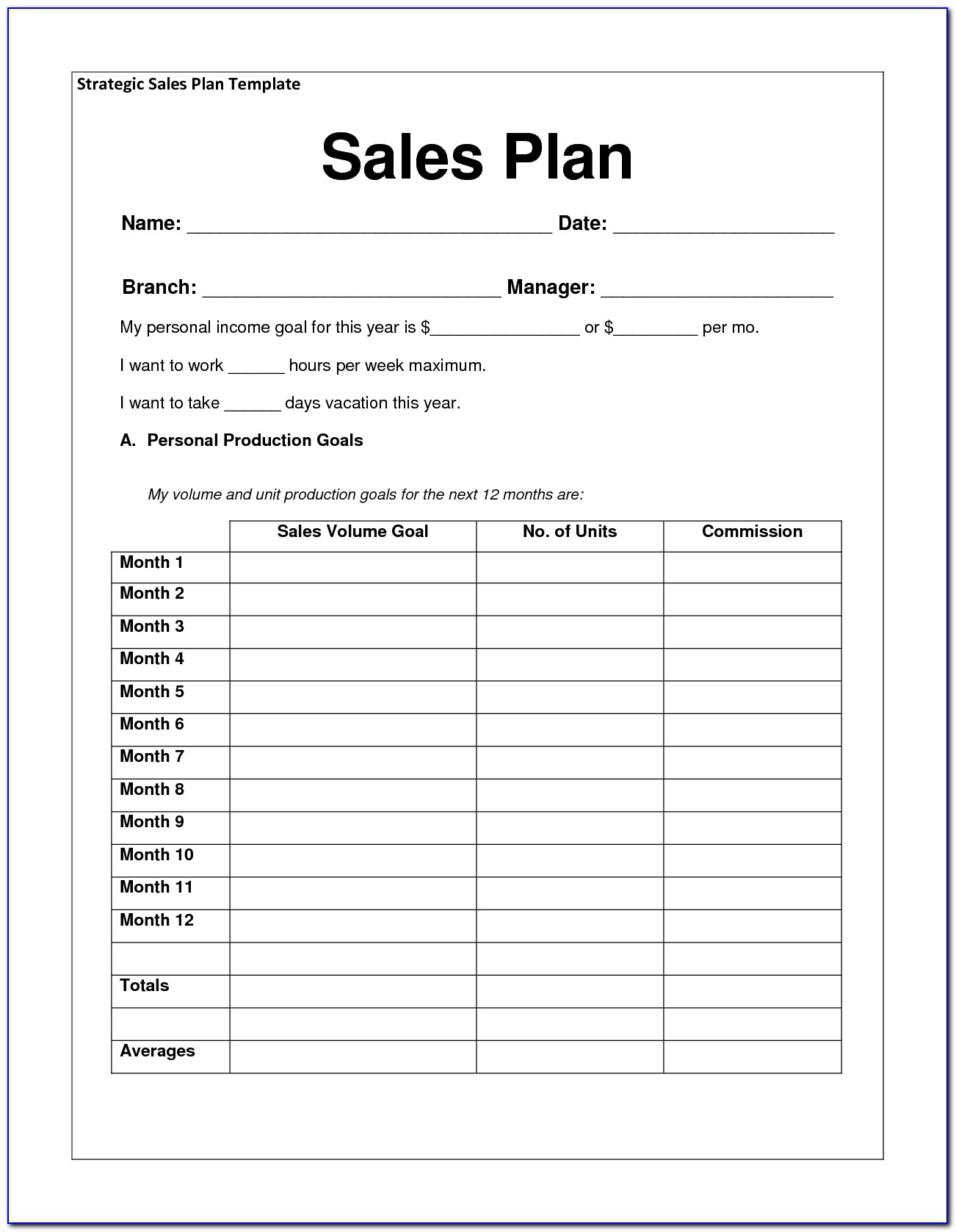 Free Sales Strategy Plan Template