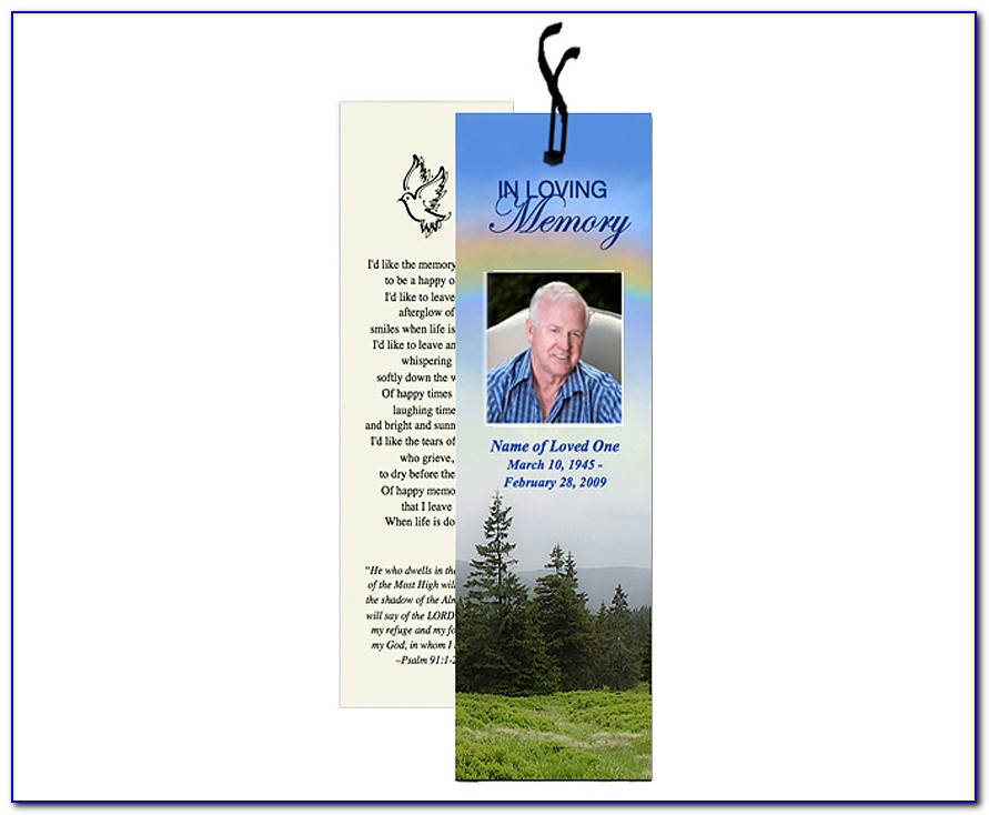 Funeral Memorial Bookmark Template
