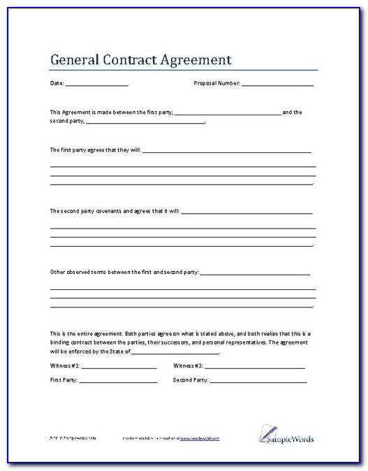General Agreement Contract Template Word 2003
