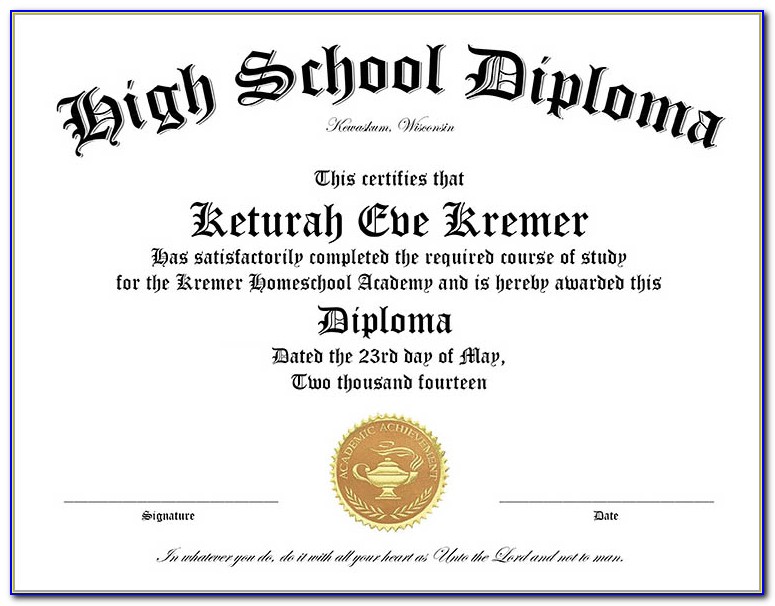 High School Diploma Template Pdf