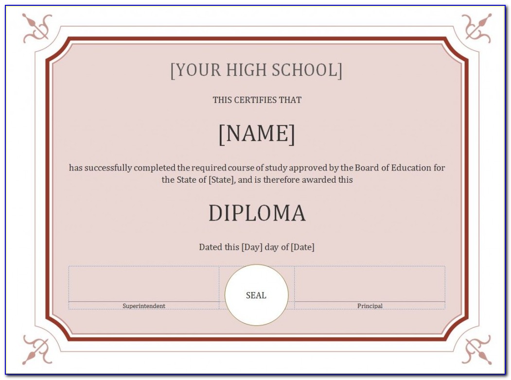 Homeschool High School Diploma Template Pdf
