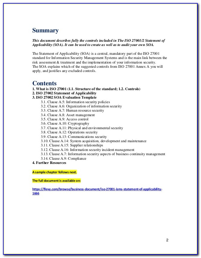 Iso 27001 Template Download
