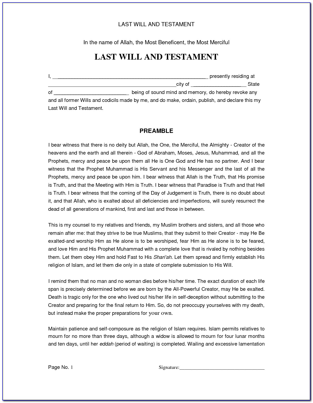 Last Will And Testament Free Template Pdf