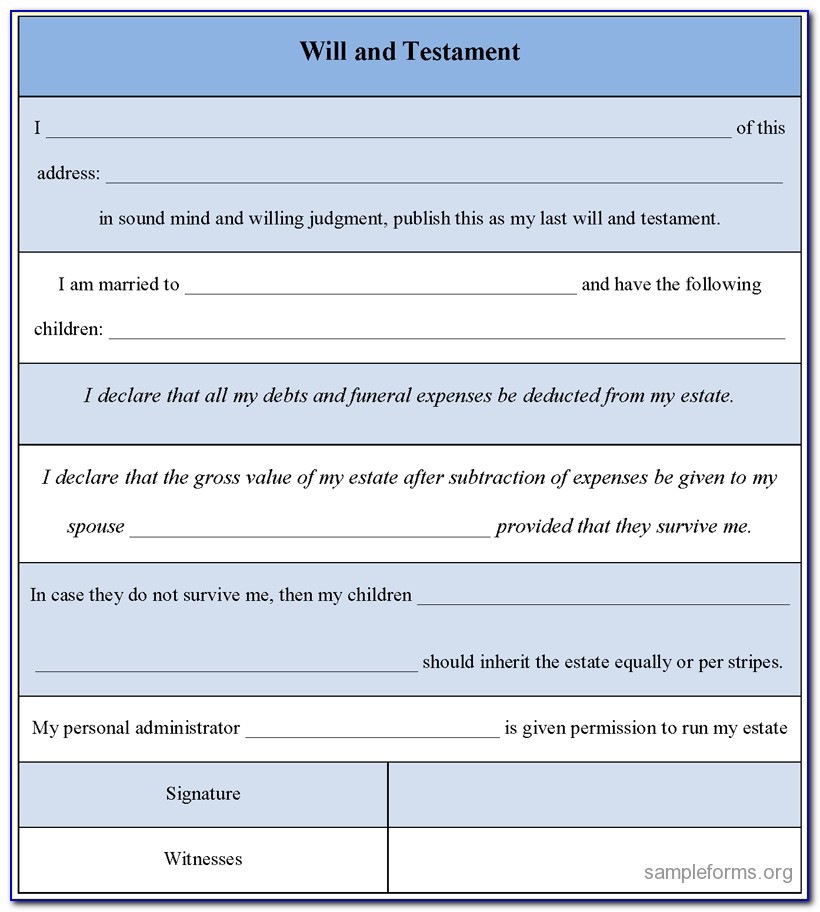 Last Will And Testament Free Template Uk