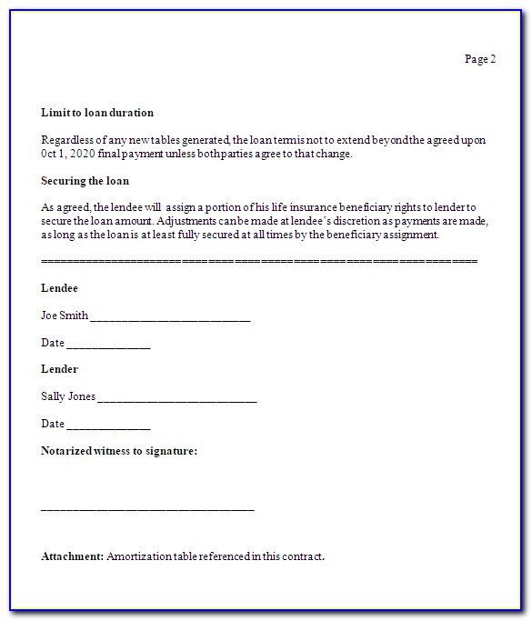 Legal Contract Template For Borrowing Money