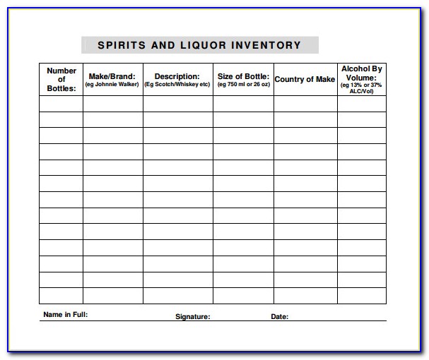 Liquor Inventory Control Template
