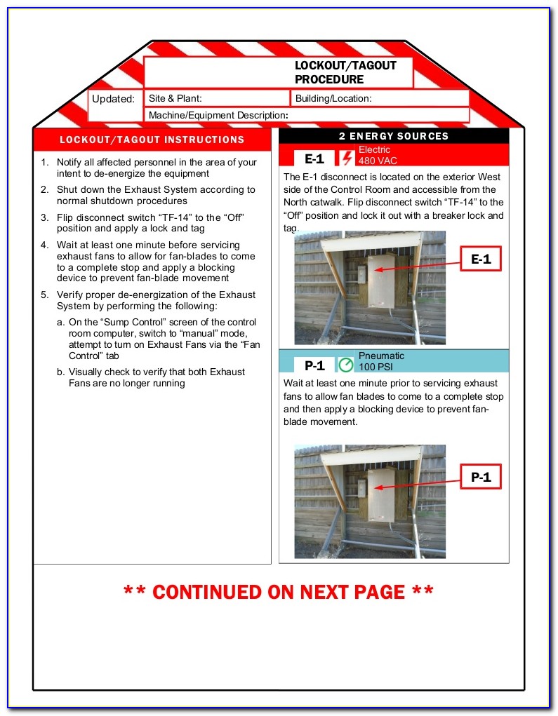 Lock Out Tag Out Procedure Template Nz