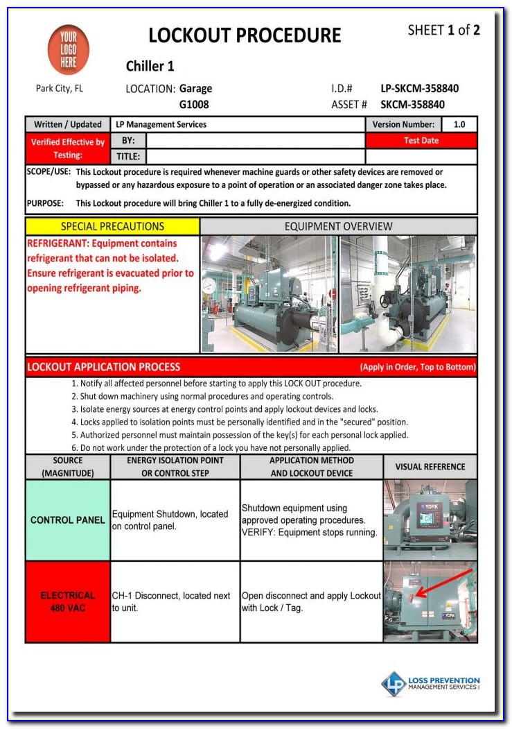 Lock Out Tag Out Procedures Template Osha