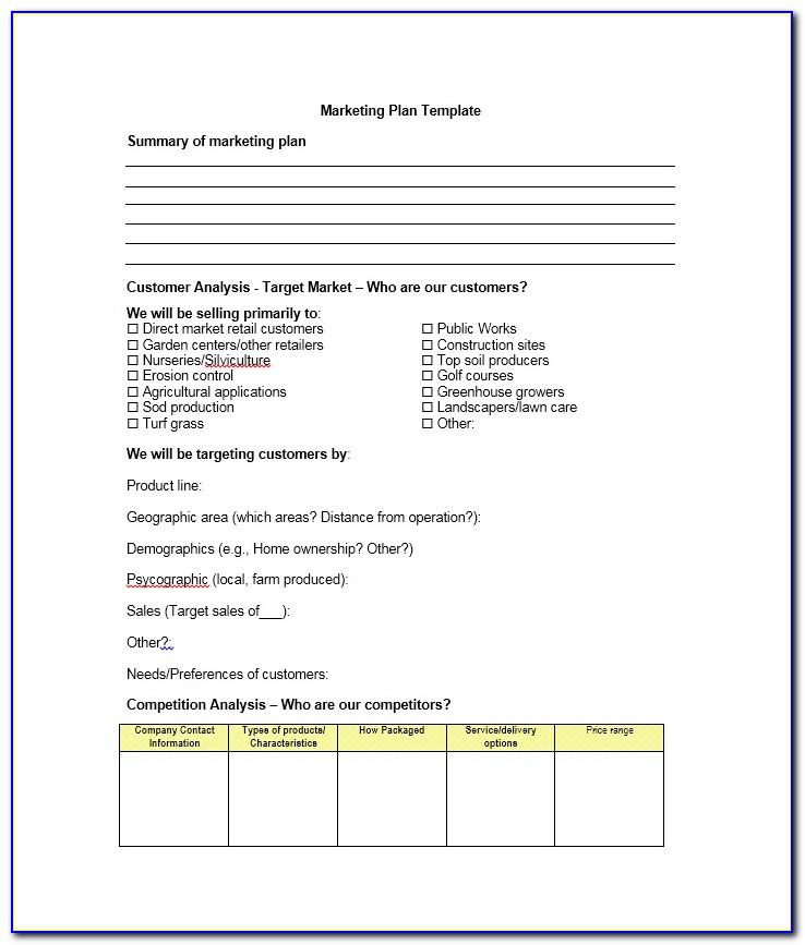 Marketing Plan Template Free Download Ppt