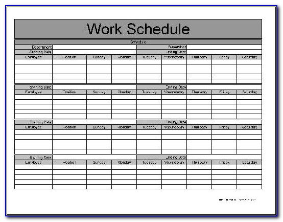 Monthly Work Schedule Template 2019