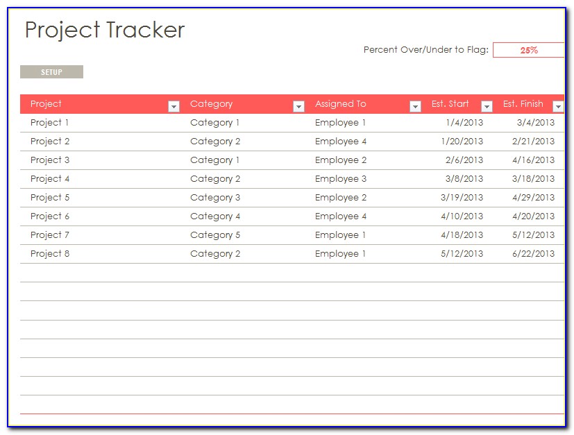 Multiple Project Cost Tracking Template Excel