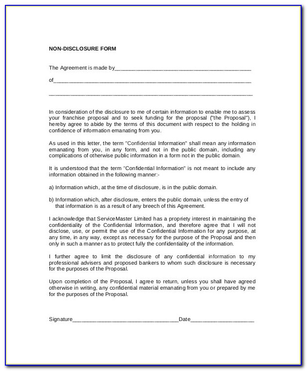 Non Disclosure Agreement Template Download