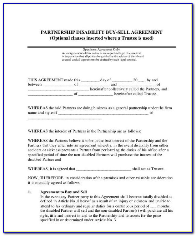 Partnership Buyout Agreement Template Doc