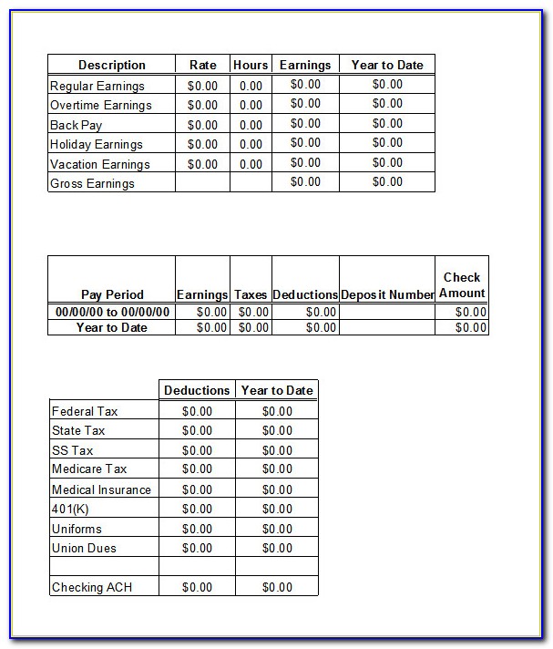 Pay Stub Template For Salary