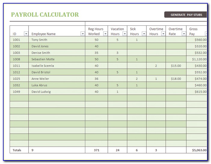 Payroll Report Example