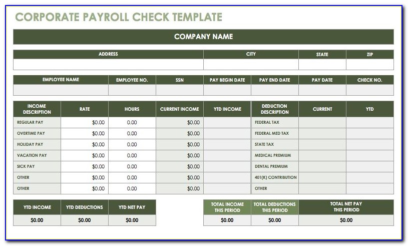 Payroll Summary Report Template Excel
