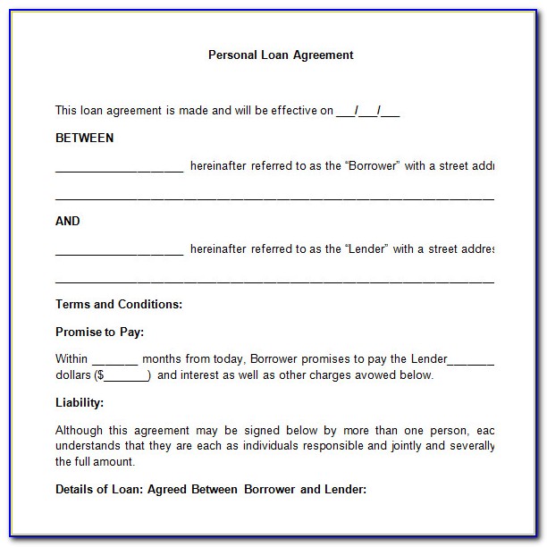 Personal Loan Agreement Template Free