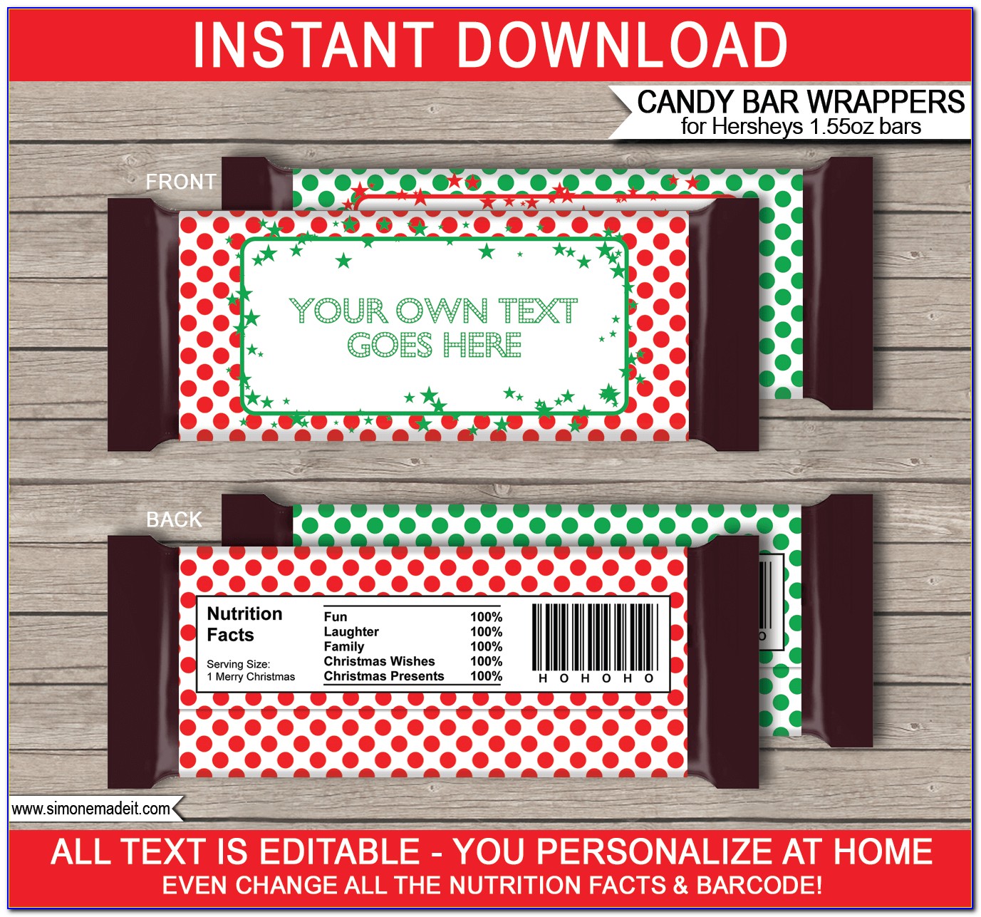 Personalized Hershey Bar Wrappers Template