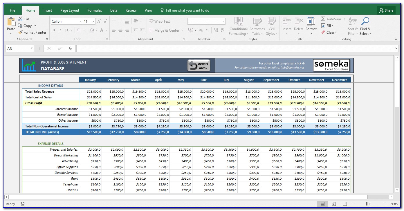 Profit And Loss Template Excel Uk