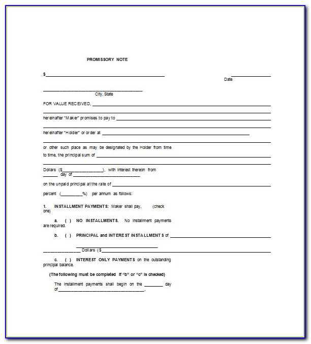 Promissory Note Template California Word