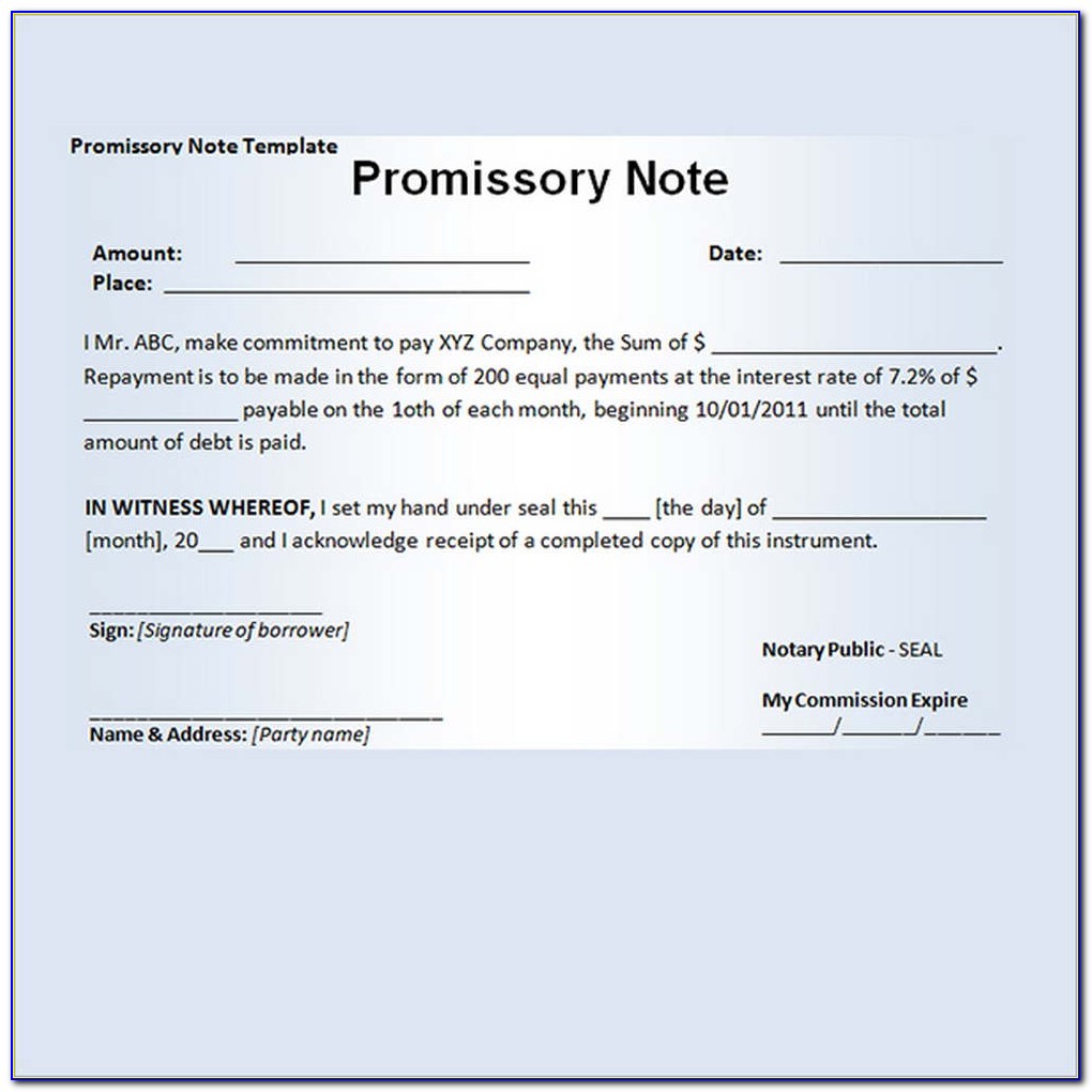 Promissory Note Template Word Canada