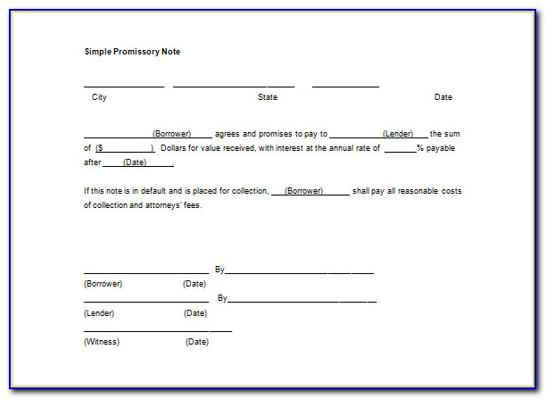 Promissory Note Template Word Free
