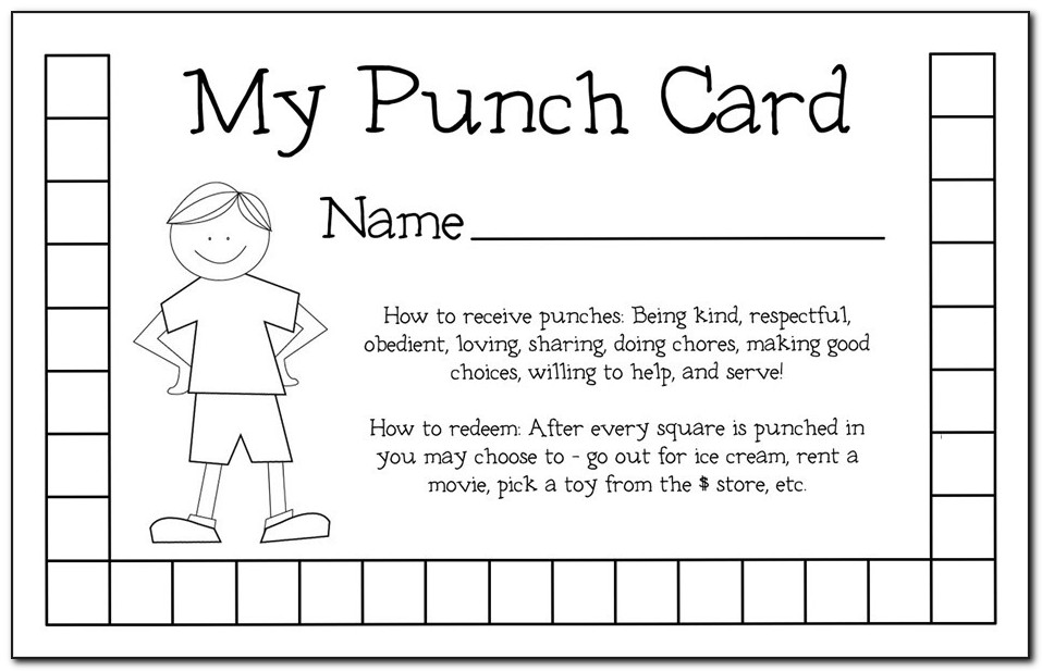 Punch Card Template For School