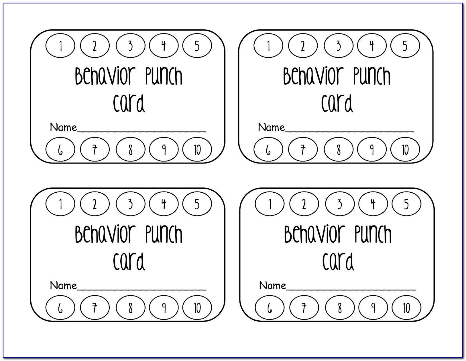 Punch Card Template For Students