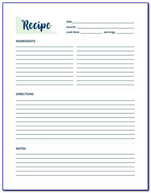 Recipes Blank Template