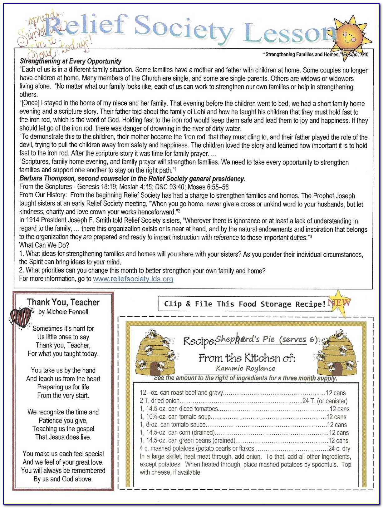 Relief Society Newsletter Templates
