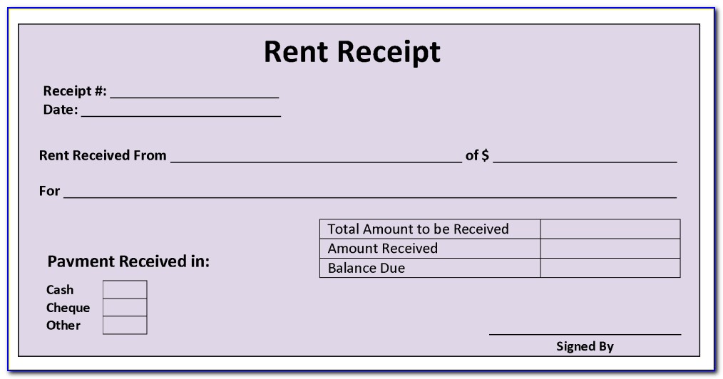 Rental Receipts Sample