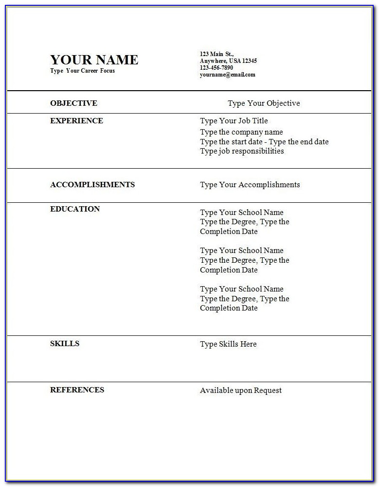 Resume Templates For Word 2019
