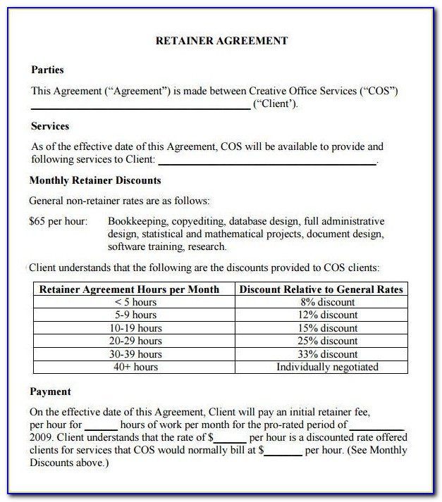 Retainer Agreement Template For Consulting Services