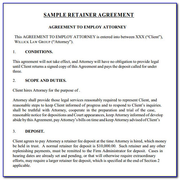 Retainer Agreement Template For Legal Services